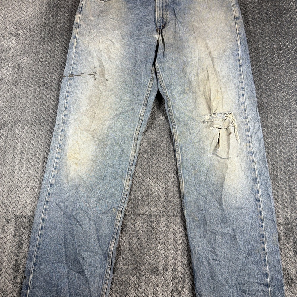 Levis 569 Jeans Mens 34 Blue Denim Straight Button Classic Wash 34x34 Distressed